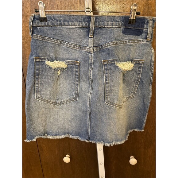 Abercrombie and Fitch Mini Denim Skirt 10/Medium Wash Distressed Y2k Grunge Rave - Picture 5 of 5